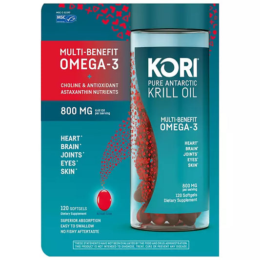 Kori Pure Antarctic Krill Oil Omega-3 800 mg. Softgels (120 ct.)