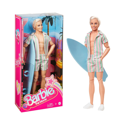 Barbie The Movie Ken Doll Wearing Pastel Striped Beach Matching Set