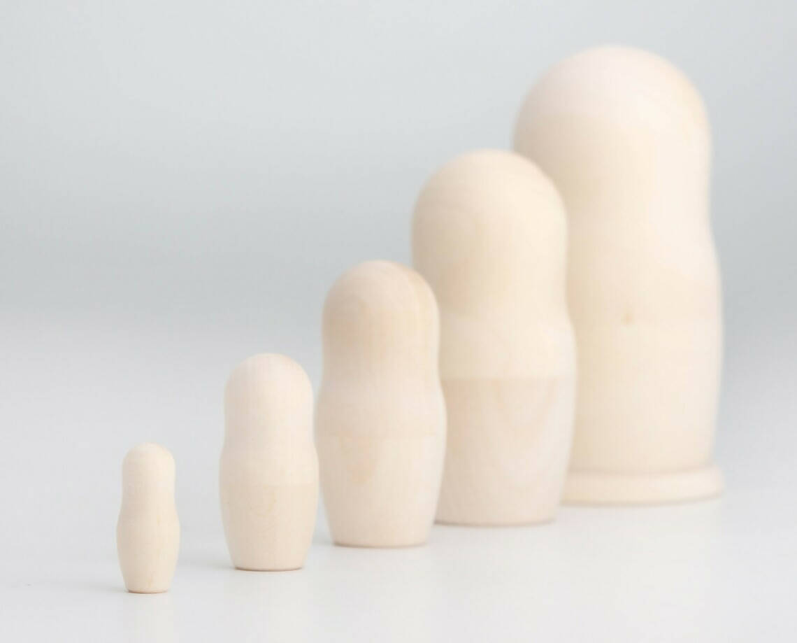 Blank DIY 5 set Large babushka (14CM ) Babushka Matryoshka Nesting dolls