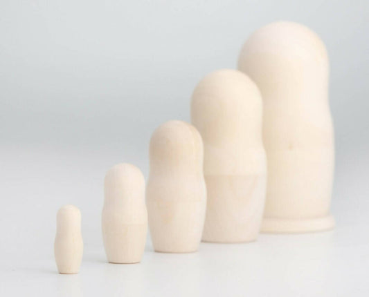 Blank DIY 5 set Large babushka (14CM ) Babushka Matryoshka Nesting dolls