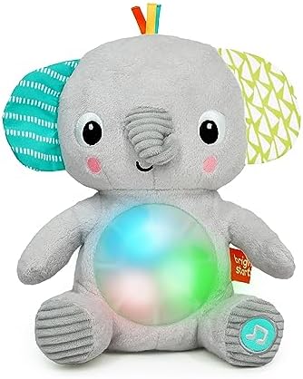 Bright Starts Hug-a-Bye Baby Elephant Stuffed Animal Dual-Mode Soft Toy Soother, Newborn and up