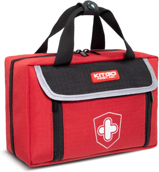 New Upgrade First Aid Kits Kitgo Trauma Kit with 218 Pcs Medical Supplies Compact Sized for Car,Home,Camping,Hiking,Adventure,College