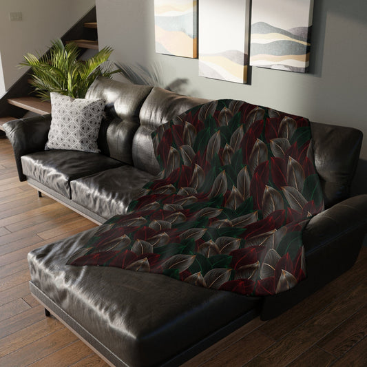 Golden Leaf Reversible Velveteen Minky Blanket