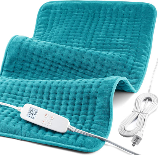 Heating Pad for Back Pain and Cramp Relief, Extra Large 17" x 33" Size Electric Heating Pad for Shoulder Neck Pain with 6 Temperature Level and 6 Timer Settings Auto Shut Off
