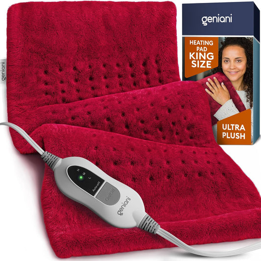 GENIANI XL Heating Pad for Back Pain & Menstrual Pain Relief, FSA HSA Eligible, Auto Shut Off, Machine Washable, Moist Heat Pad for Neck and Shoulder, Cramps Relief, Heat Patche Viva Magenta 12'‘×24’’