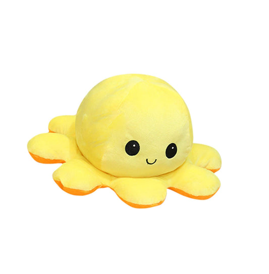 Slinx Octopus Plush Toy Angry Face And Laughing Face (Orange x Yellow) 20cm Japan Reversible Gift