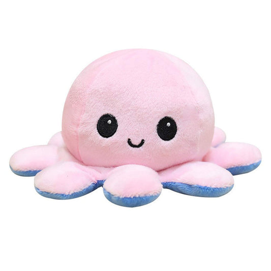 Slinx Octopus Plush Toy Angry Face And Laughing Face (Pink x Sky Blue) 20cm Japan Reversible Gift