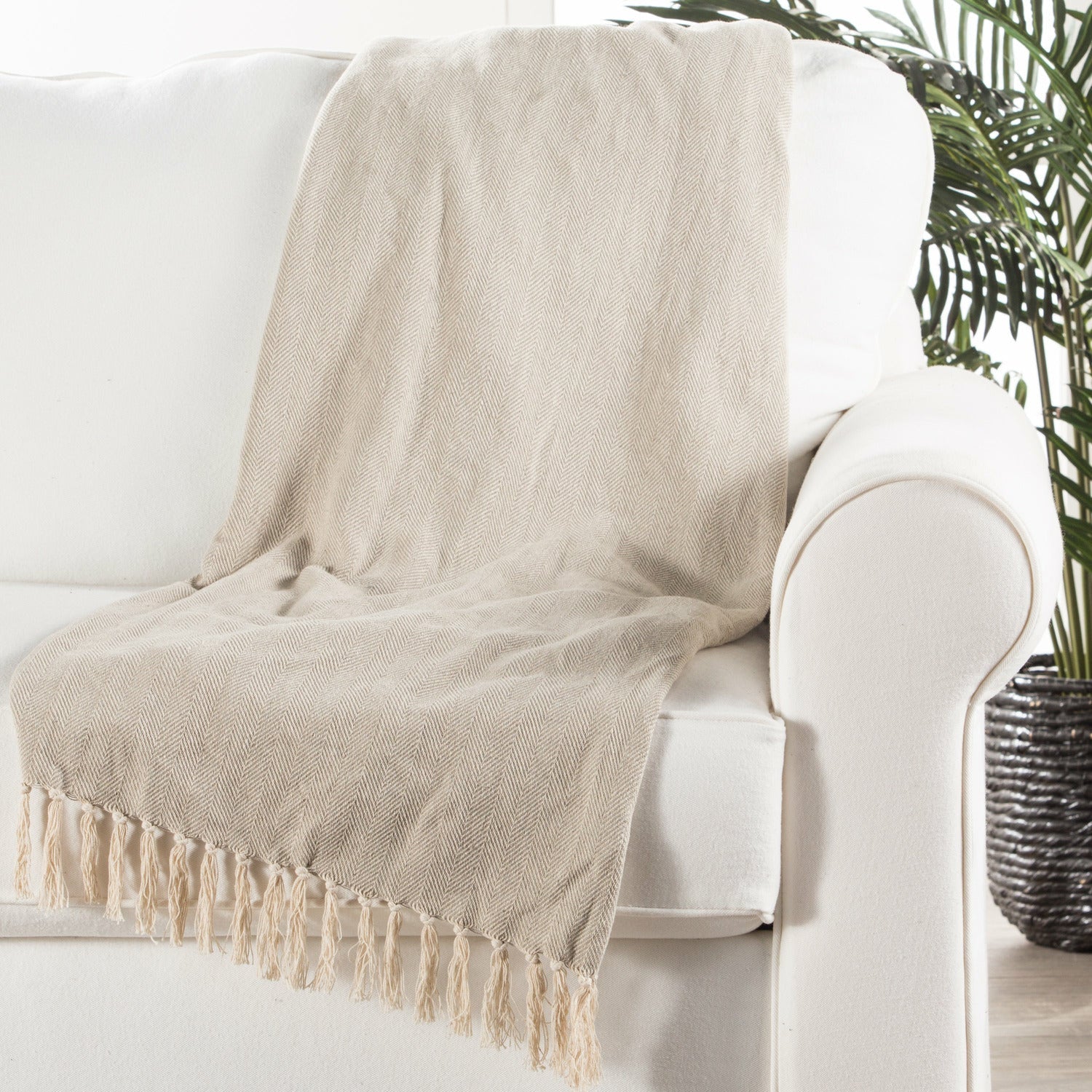 Jaipur Living Cannon Gray/ Cream Chevron Throw - Chapin Furniture