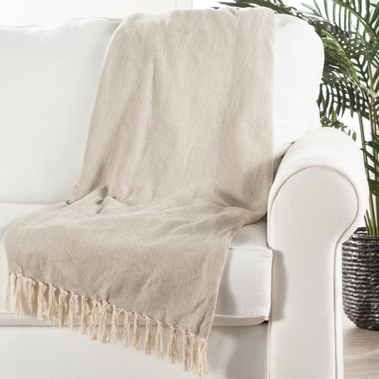 Jaipur Living Cannon Gray/ Cream Chevron Throw - Chapin Furniture