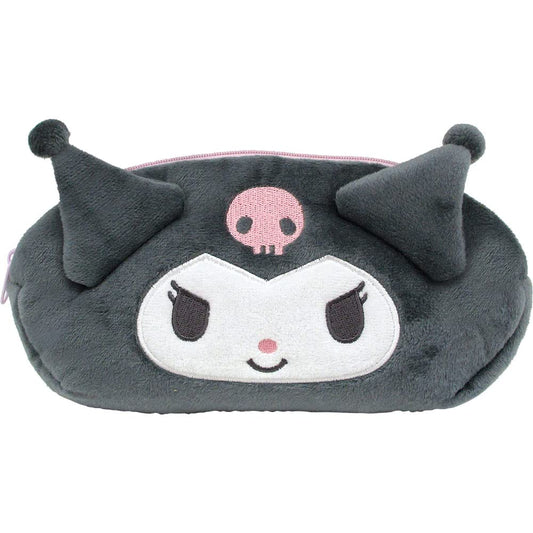 T'S Factory Sanrio Kuromi Plush Face Pen Pouch Japan H9.7Xw19Xd5Cm