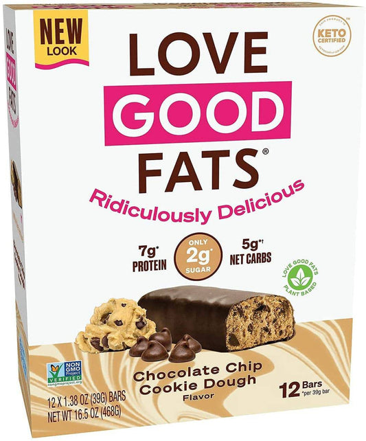 Love Good Fats Chocolate Chip Cookie Dough Snack Bar 12 x 39 g