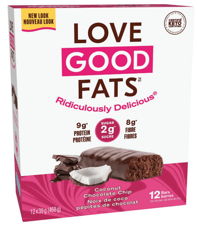 Love Good Fats Coconut Chocolate Chip Snack Bar 12x39 g - YesWellness.com
