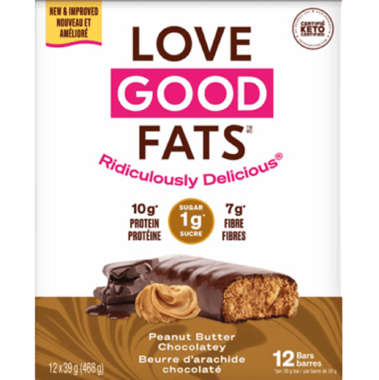 Love Good Fats Peanut Butter Chocolate Snack Bars 12 x 39 g