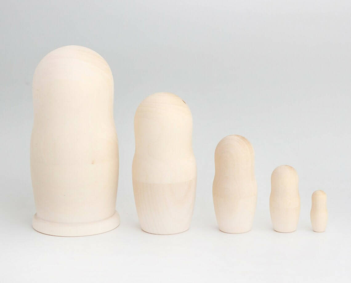 Blank DIY 5 set Large babushka (17CM ) Babushka Matryoshka Nesting dolls
